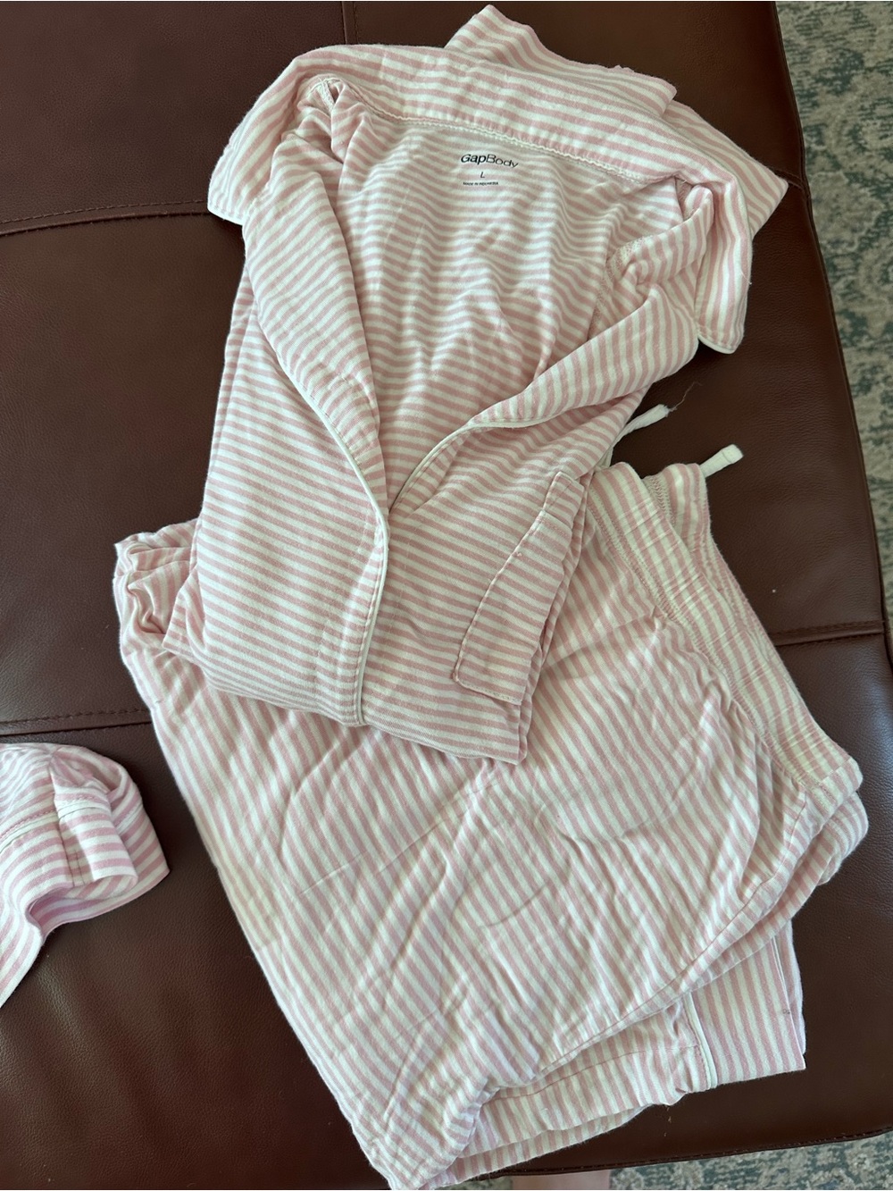 Gap Body Pink Stripe Modal Pajama Long Long Set